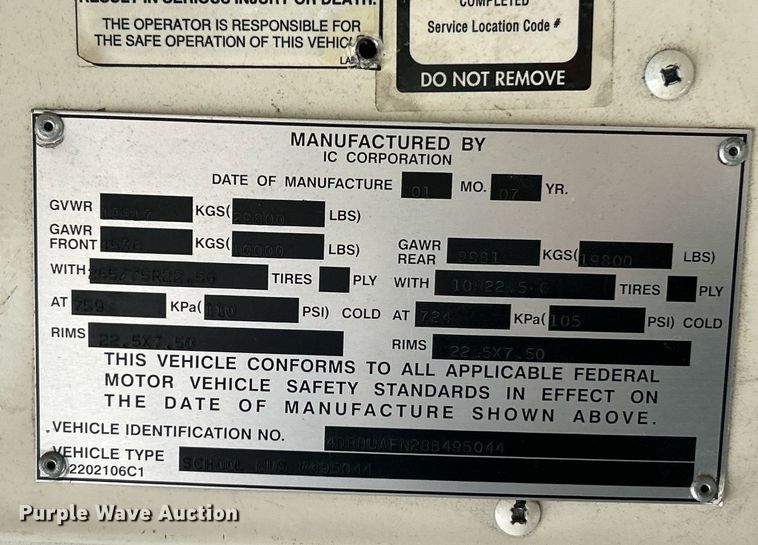 image for item NE9701 2008 IC CE200 school bus