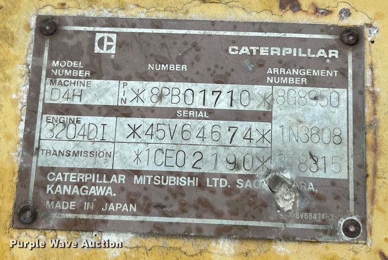 image for item NE9702 1987 Caterpillar D4H Series II dozer