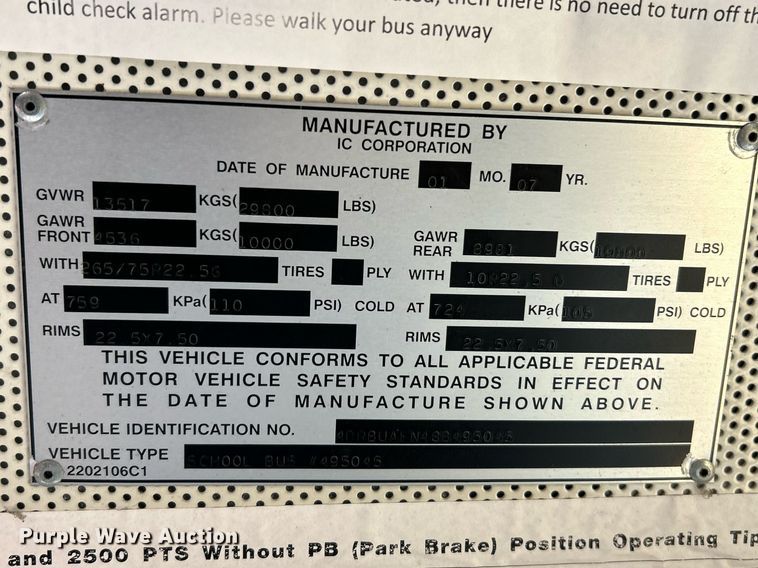 image for item NE9722 2008 IC CE200 school bus