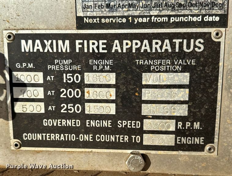 image for item NI9726 1989 Maxim pumper fire truck