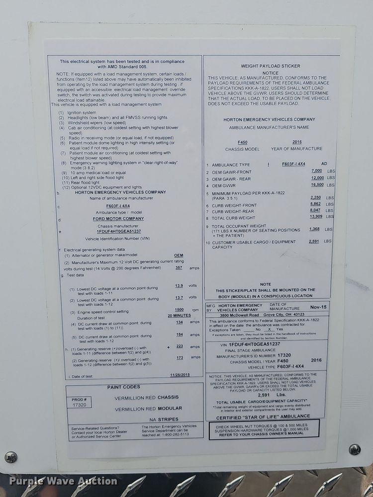 image for item NP9346 2016 Ford F450 Super Duty XLT ambulance