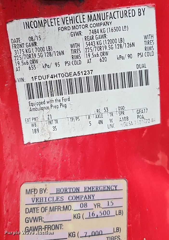 image for item NP9346 2016 Ford F450 Super Duty XLT ambulance