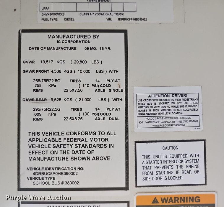 image for item NP9352 2017 IC school bus
