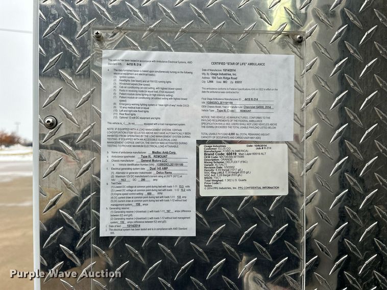 image for item NS9177 2014 Chevrolet  4500 ambulance