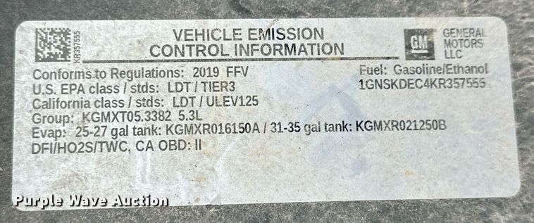 image for item NS9187 2019 Chevrolet Tahoe Police SUV