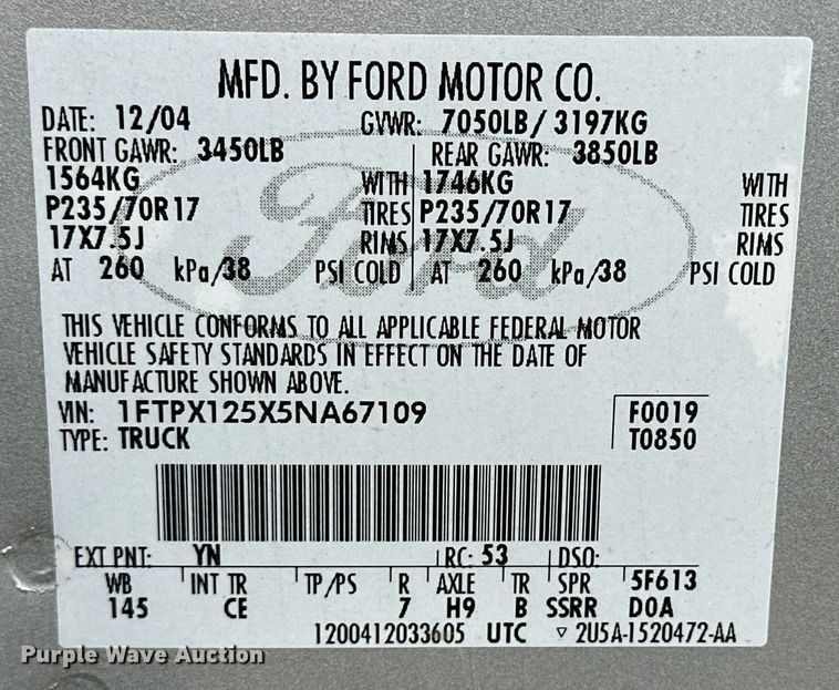 image for item NS9200 2005 Ford F150 SuperCab pickup truck