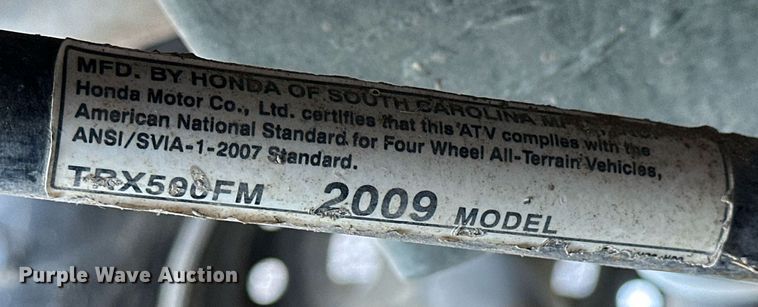 image for item NS9239 2009 Honda TRX500FM ATV