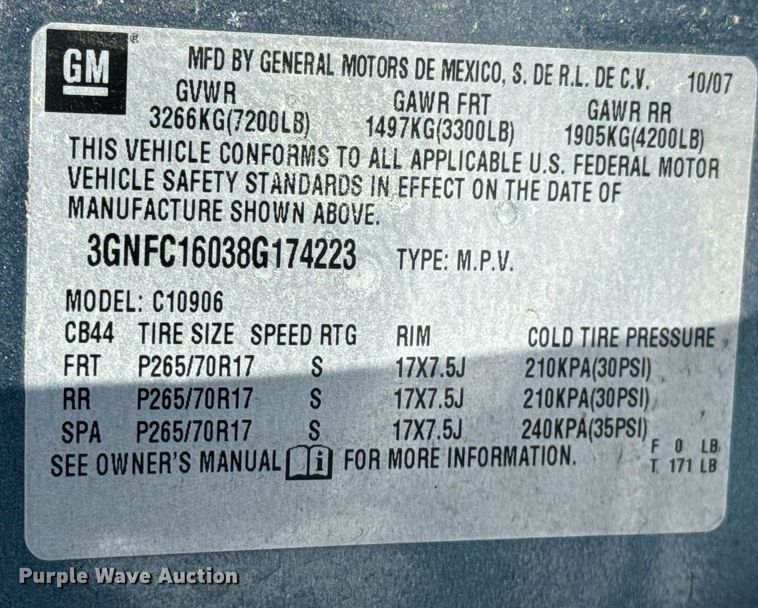 image for item OD9939 2008 Chevrolet Suburban SUV