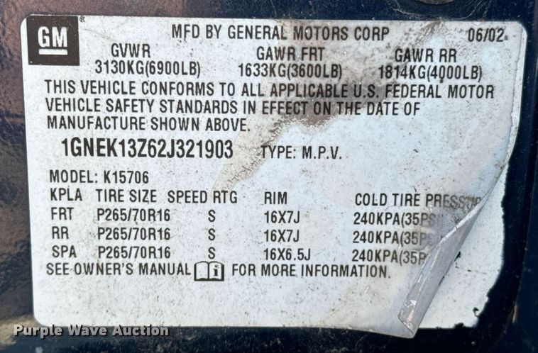 image for item OD9956 2002 Chevrolet Tahoe  SUV