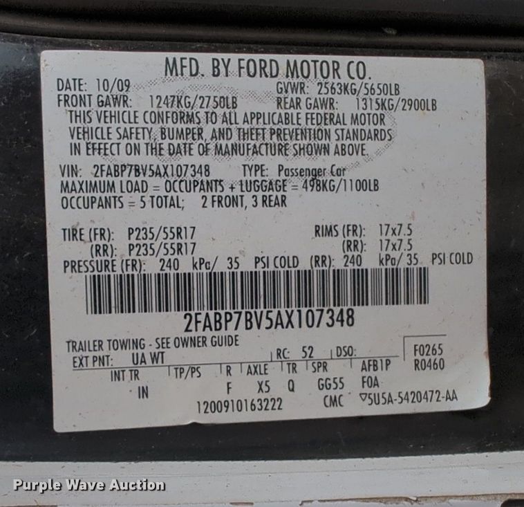 image for item OL9227 2010 Ford  Crown Victoria Police Interceptor 