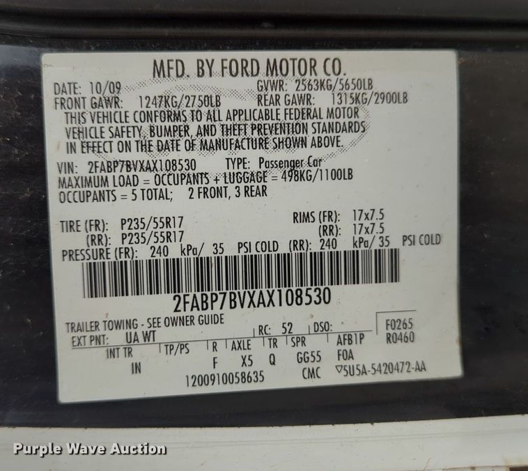 image for item OL9228 2010 Ford  Crown Victoria Police Interceptor 