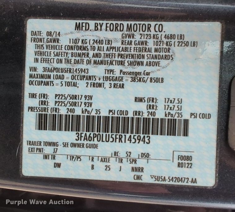 image for item OL9231 2015 Ford Fusion Hybrid 