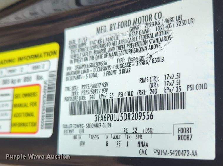 image for item OL9234 2013 Ford Fusion Hybrid 