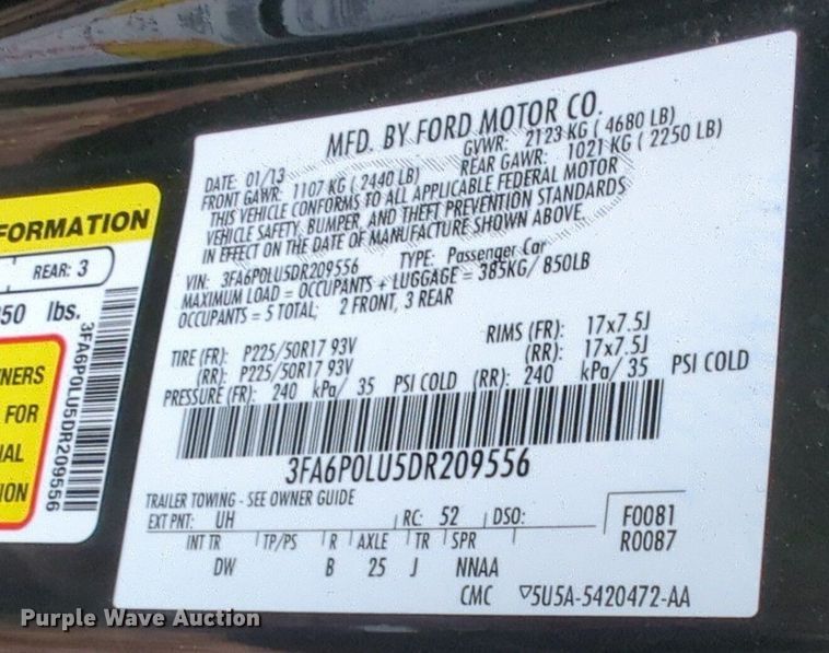 image for item OL9234 2013 Ford Fusion Hybrid 