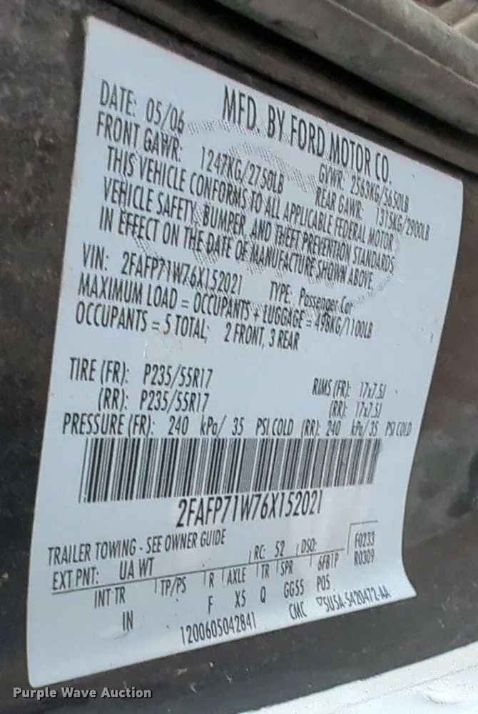 image for item OL9238 2006 Ford  Crown Victoria Police Interceptor 