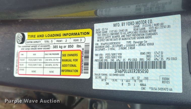 image for item OL9240 2014 Ford Fusion Hybrid 