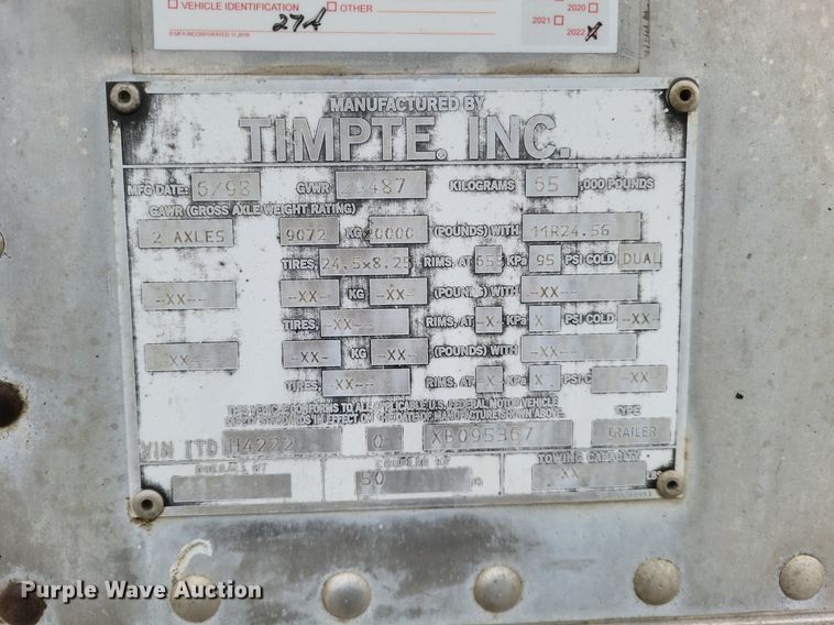 image for item DO4805 1999 Timpte  Super Hopper  grain trailer