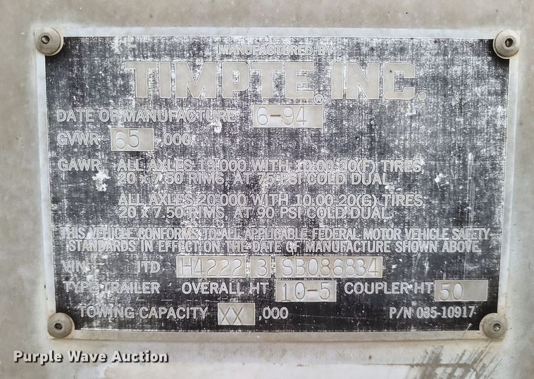 image for item DO4806 1995 Timpte Super Hopper grain trailer
