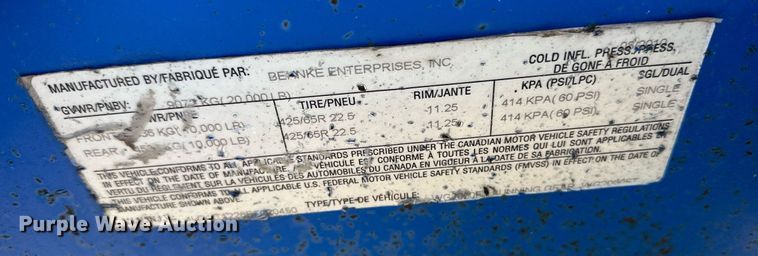 image for item EK9923 Behnke NH3 tank trailer