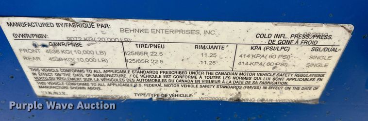 image for item EK9925 Behnke NH3 tank trailer