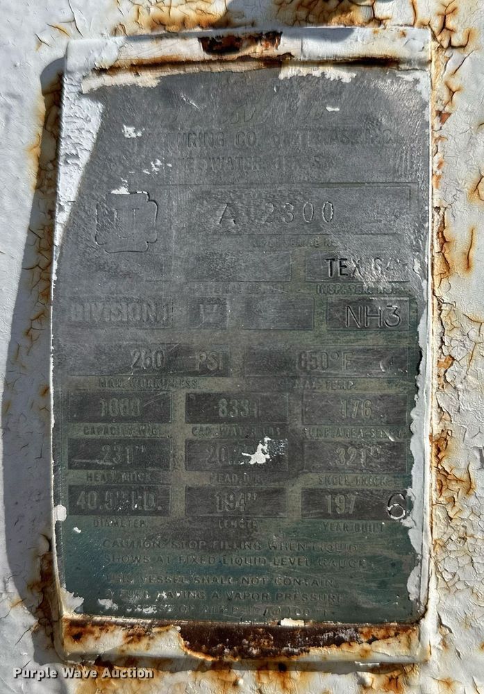 image for item EK9926 Behnke NH3 tank trailer