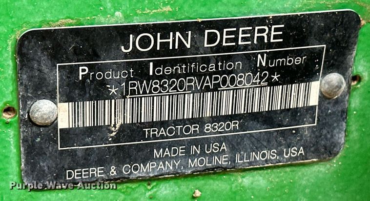 image for item EK9933 2010 John Deere 8320R MFWD tractor