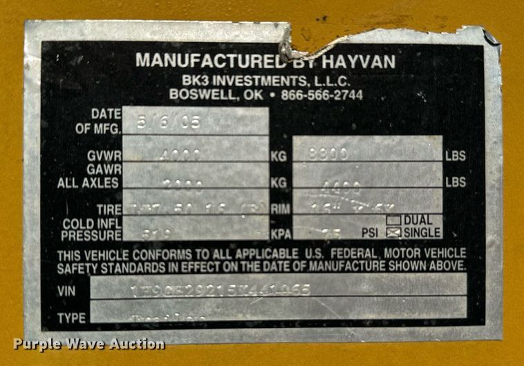 image for item NA9759 2005 Hay Van hay bale trailer