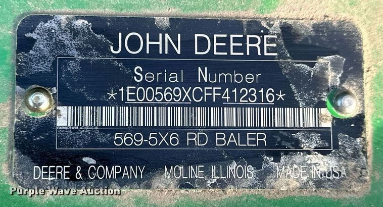 image for item NS9173 2015 John Deere 569 round baler