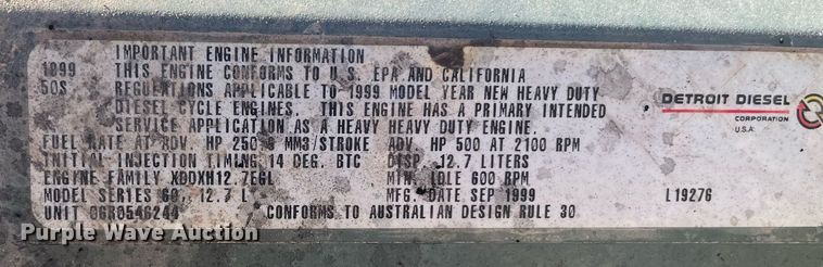 image for item EI0609 2000 Freightliner FLC120 semi truck