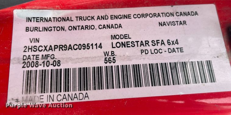 image for item LD9928 2010 International  Lonestar SFA  semi truck