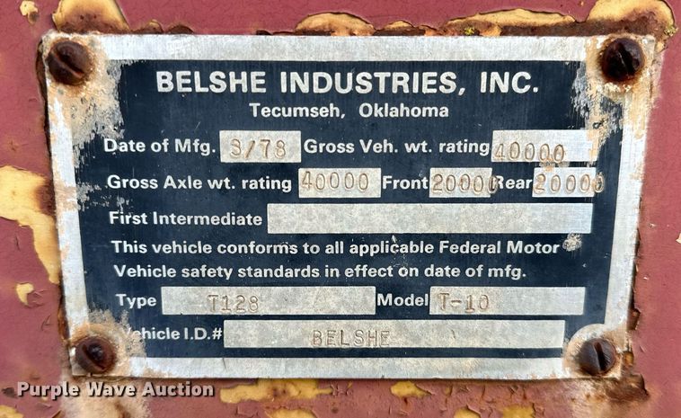 image for item LK9773 1978 Belshe T-10 drop deck trailer