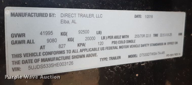 image for item LY9024 2017 Direct Trailer DT53SDTWSA-TA-AR drop deck trailer