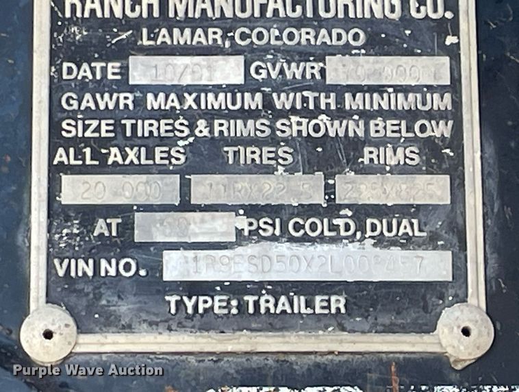 image for item NA9744 2002 Ranch Manufacturing end dump trailer