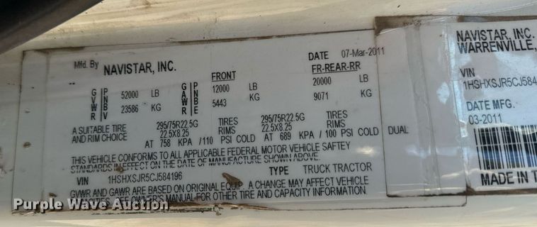 image for item NM9193 2012 International TranStar 8600 semi truck