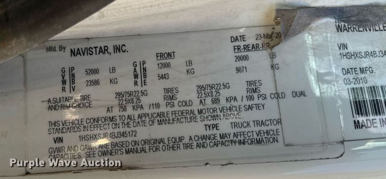 image for item NM9194 2011 International TranStar 8600 semi truck