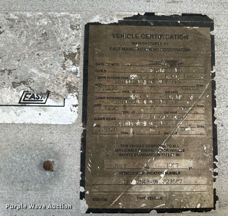 image for item NM9209 1998 East end dump trailer