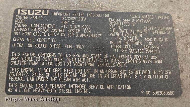 image for item NZ9129 2017 Izuzu NPR  refrigerated truck