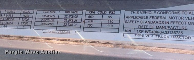 image for item OD9187 2012 Peterbilt 388 semi truck