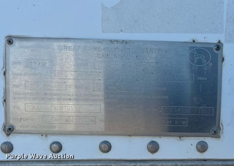 image for item OI9539 2013 Great Dane CSE121420053 dry van trailer