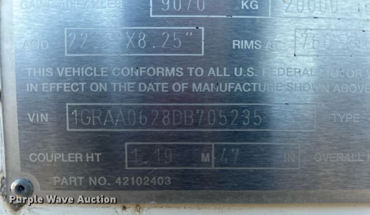 image for item OI9539 2013 Great Dane CSE121420053 dry van trailer