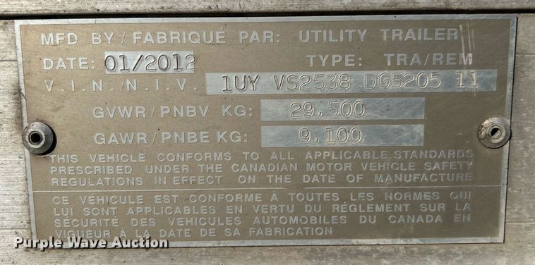 image for item OI9551 2013 Utility Trailer VS2DX dry van trailer