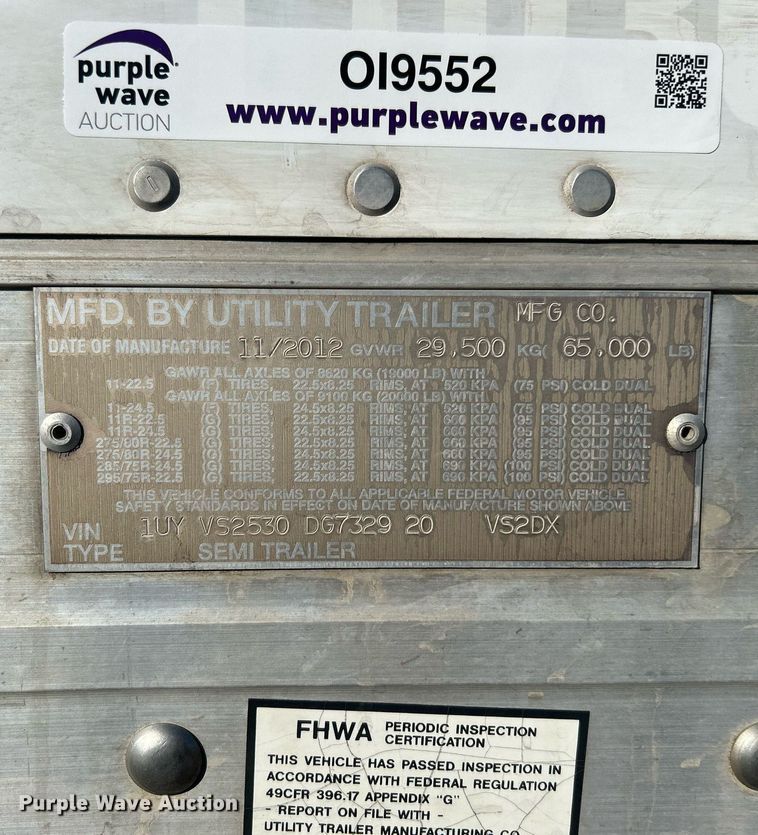 image for item OI9552 2013 Utility Trailer MFG Co. VS2DX dry van trailer