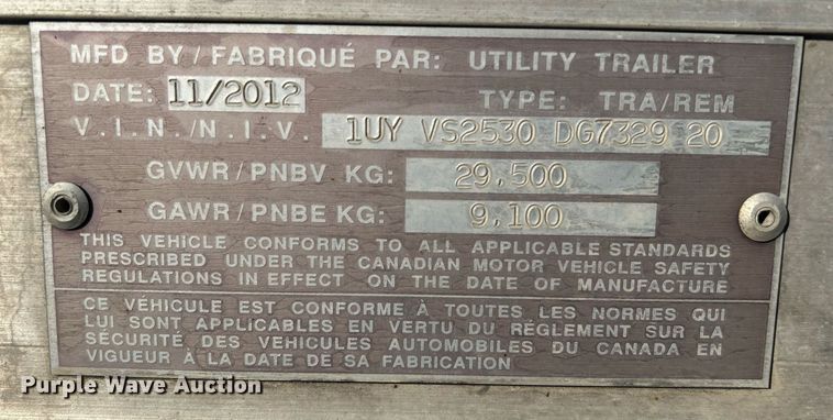 image for item OI9552 2013 Utility Trailer MFG Co. VS2DX dry van trailer