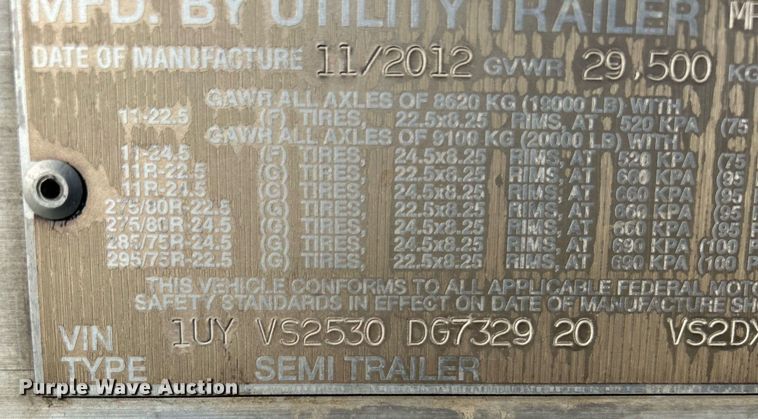 image for item OI9552 2013 Utility Trailer MFG Co. VS2DX dry van trailer