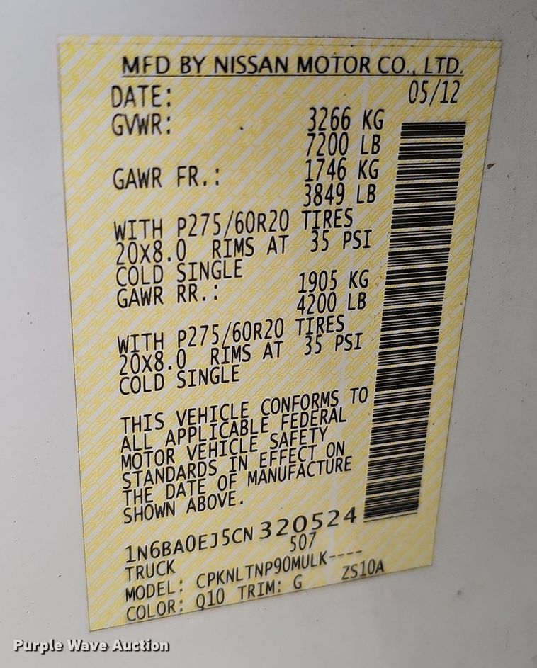 image for item DK0520 2012 Nissan  Titan Crew Cab pickup truck