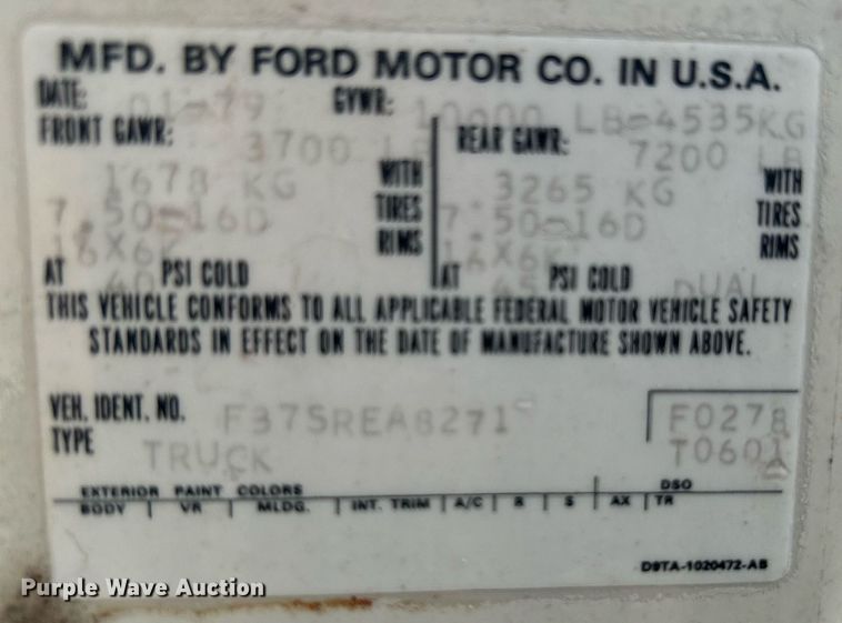 image for item DN0674 1979 Ford F350 Custom winch truck