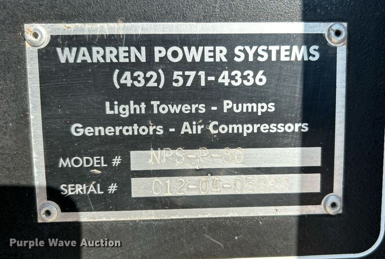 image for item DN0686 Warren Power Systems NPS-P-80 generator