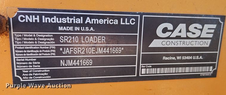 image for item DN7206 Case SR210 skid steer loader