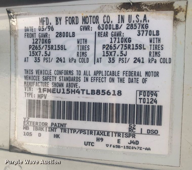 image for item DP8833 1996 Ford Bronco XLT SUV