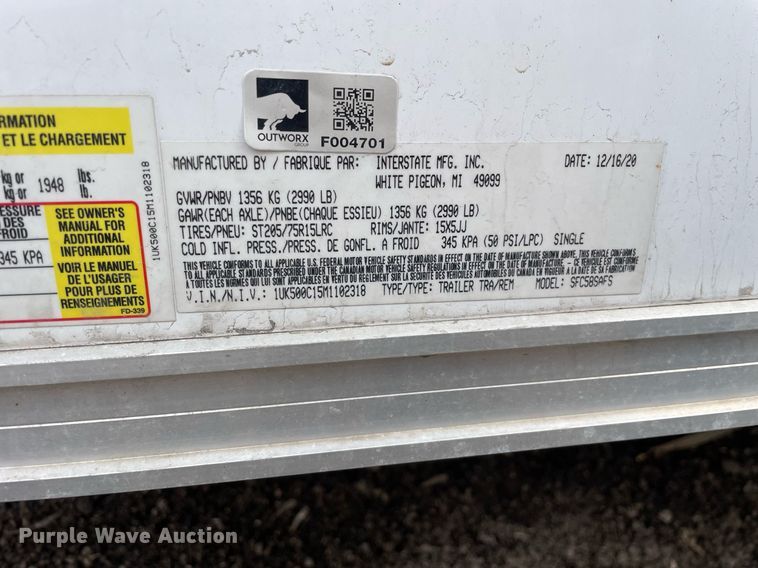 image for item DS5409 2021 Interstate  SFC58AFS enclosed cargo trailer